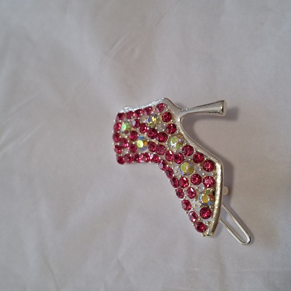Pink Rhinestone High Heel Barette - Picture 2 of 5